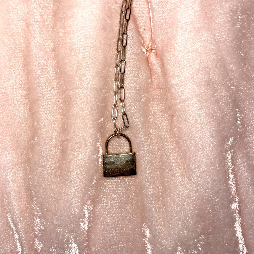 Silver lock necklace